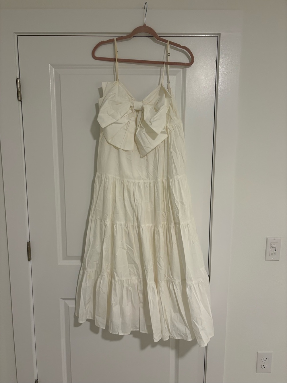 Women's White Tiered Sundress with Bow Detail